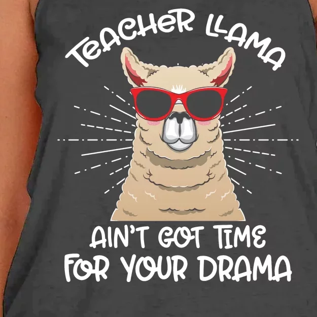 Teacher Llama Ain't Got Time For Your Drama Women's Knotted Racerback Tank