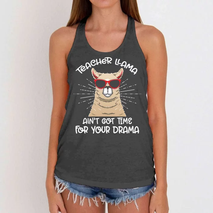 Teacher Llama Ain't Got Time For Your Drama Women's Knotted Racerback Tank