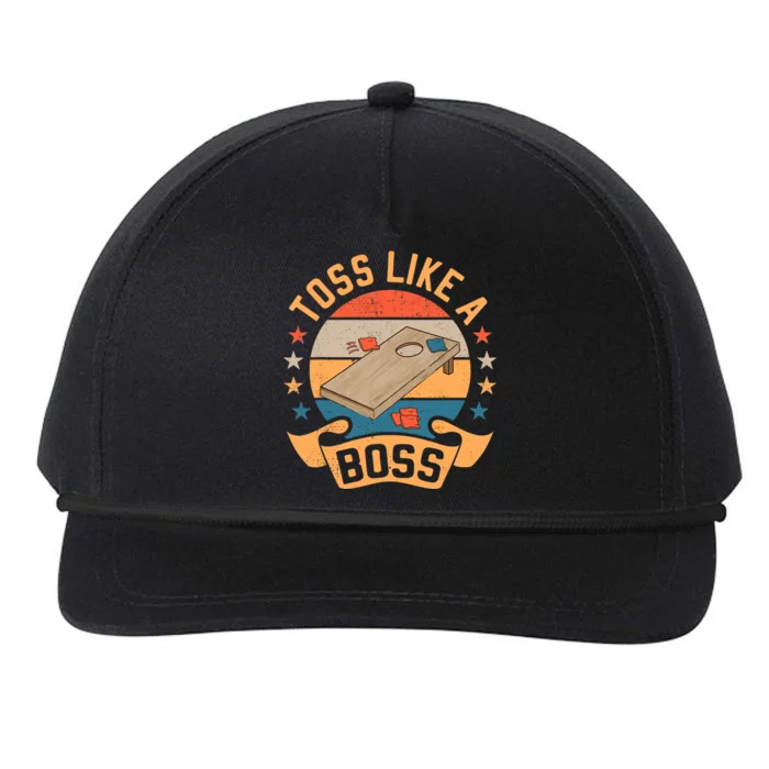 Toss Like A Boss Cornhole Champion Bean Bag Toss Game Snapback Five-Panel Rope Hat