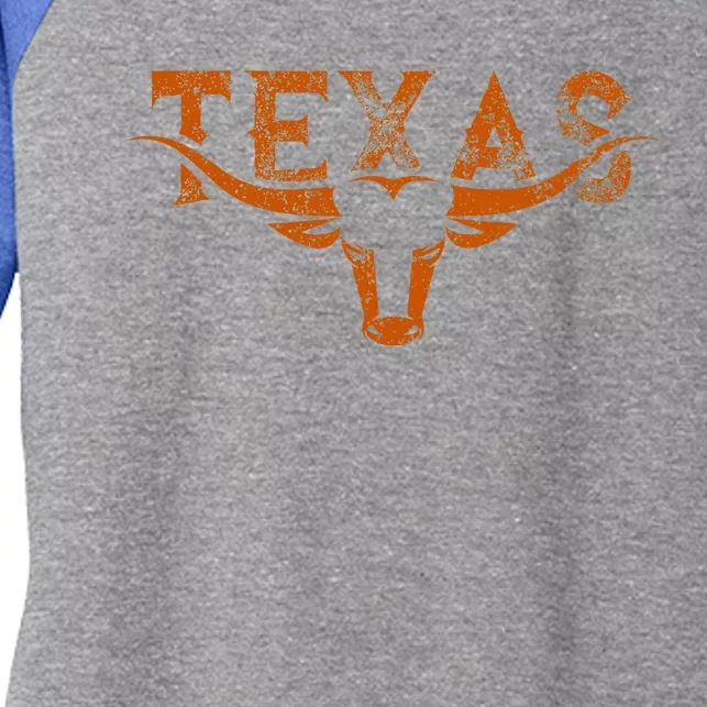 Texas Longhorn Austin Pride Texas Longhorn Bull Horn Women's Tri-Blend 3/4-Sleeve Raglan Shirt