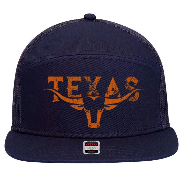 Texas Longhorn Austin Pride Texas Longhorn Bull Horn 7 Panel Mesh Trucker Snapback Hat