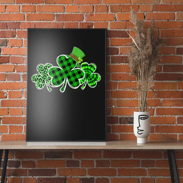 Three Leopard And Plaid Shamrocks St Patricks Day Women Poster