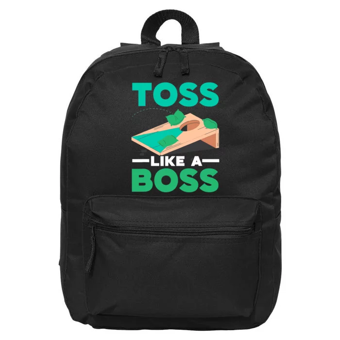 Toss Like A Boss Cornhole Player Bean Bag Sack Toss 16 in Basic Backpack