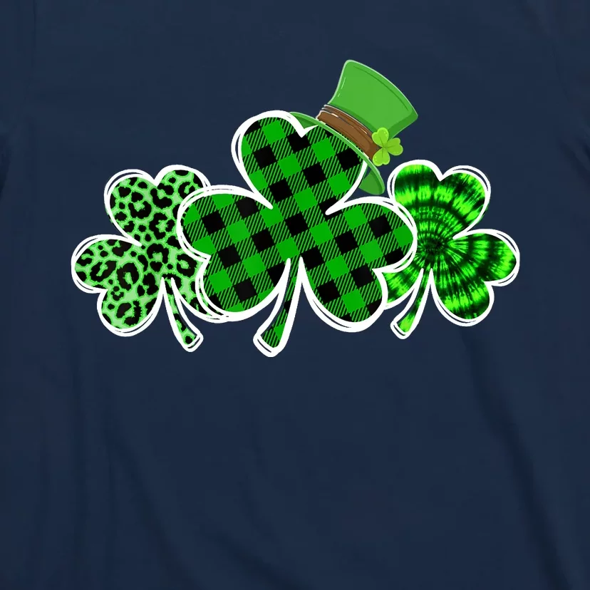 Three Leopard And Plaid Shamrocks St Patricks Day Wo Girl T-Shirt