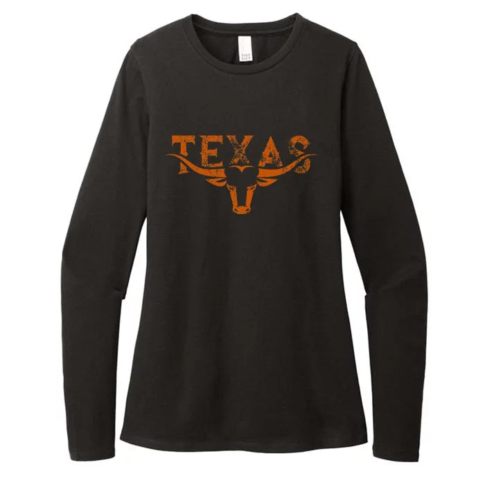 Texas Longhorn Austin Pride Texas Longhorn Bull Horn Womens CVC Long Sleeve Shirt