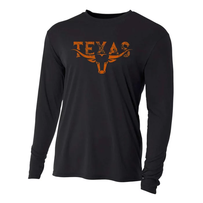 Texas Longhorn Austin Pride Texas Longhorn Bull Horn Cooling Performance Long Sleeve Crew