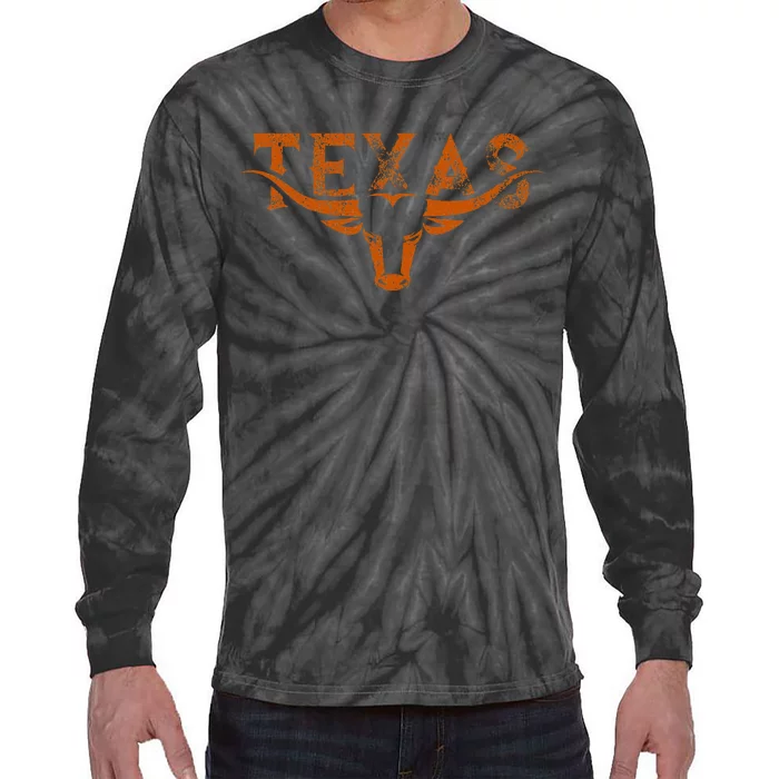 Texas Longhorn Austin Pride Texas Longhorn Bull Horn Tie-Dye Long Sleeve Shirt