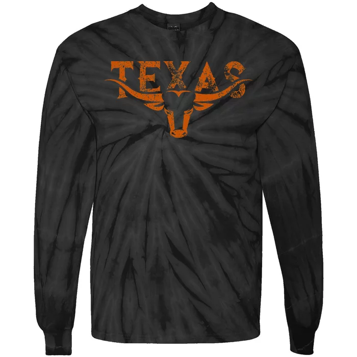 Texas Longhorn Austin Pride Texas Longhorn Bull Horn Tie-Dye Long Sleeve Shirt