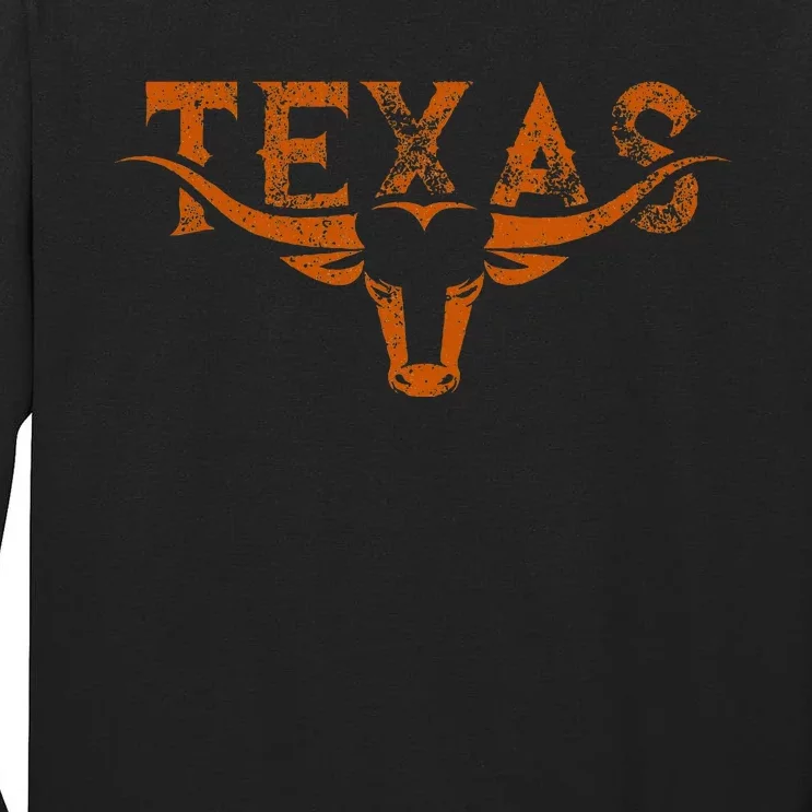 Texas Longhorn Austin Pride Vintage Texas Longhorn Bull Horn Tall Long Sleeve T-Shirt