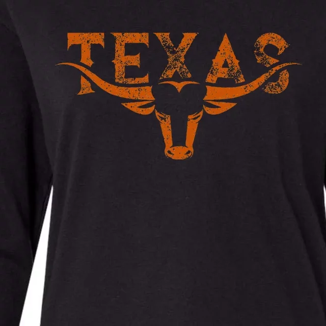 Texas Longhorn Austin Pride Texas Longhorn Bull Horn Womens Cotton Relaxed Long Sleeve T-Shirt