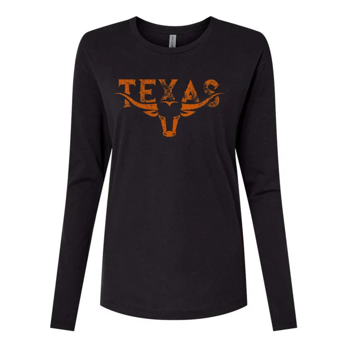 Texas Longhorn Austin Pride Texas Longhorn Bull Horn Womens Cotton Relaxed Long Sleeve T-Shirt