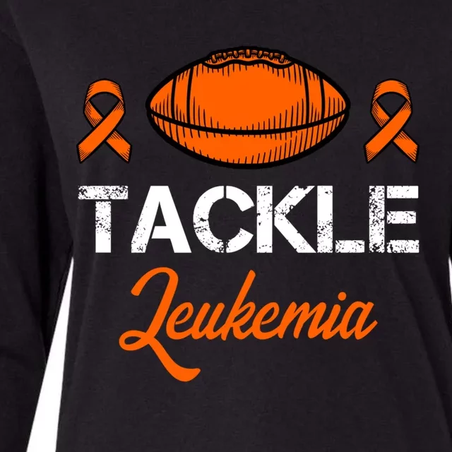 Tackle Leukemia Awareness Month Orange Ribbon Football Gift Great Gift Womens Cotton Relaxed Long Sleeve T-Shirt