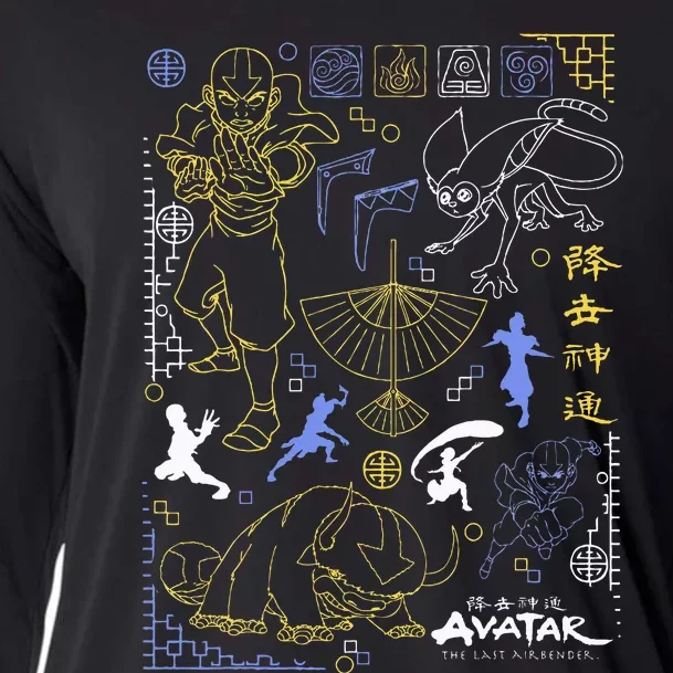 The Last Airbender Character Line Art Cooling Performance Long Sleeve Crew