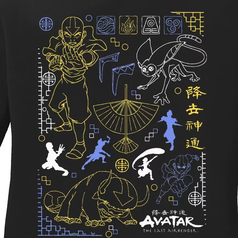 The Last Airbender Character Line Art Ladies Long Sleeve Shirt