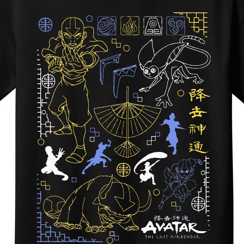 The Last Airbender Character Line Art Kids T-Shirt