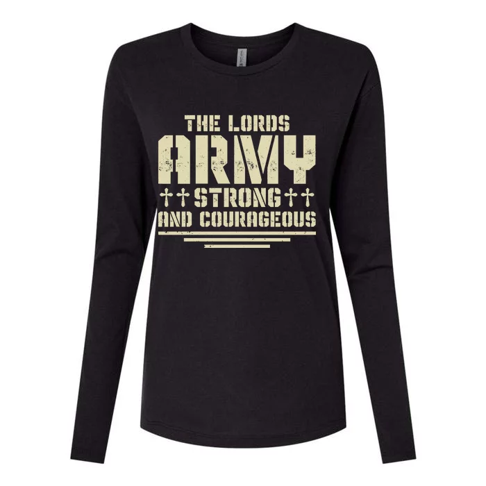 The Lords Army Strong And Courageous Jesus Christ Womens Cotton Relaxed Long Sleeve T-Shirt