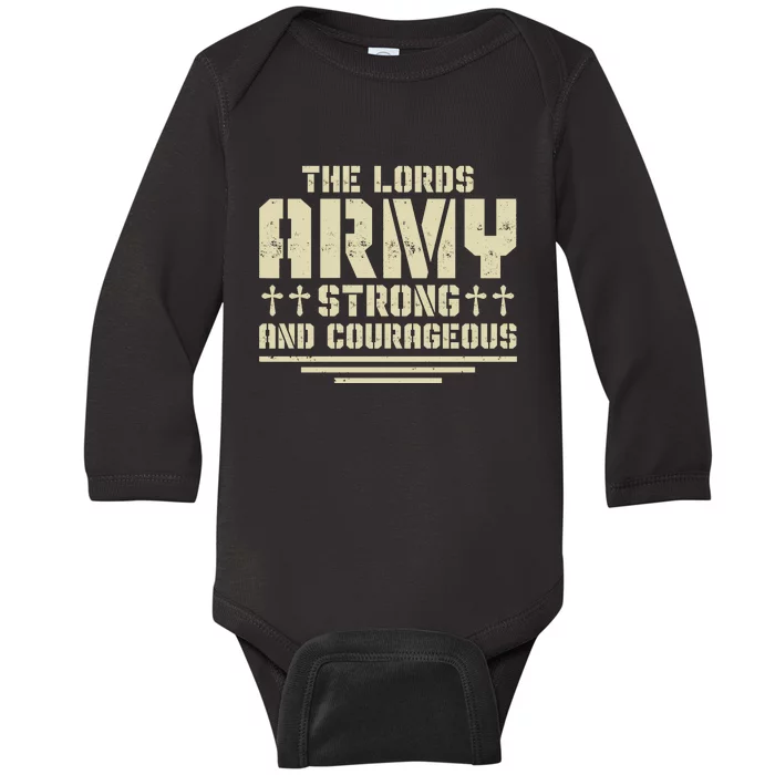 The Lords Army Strong And Courageous Jesus Christ Baby Long Sleeve Bodysuit