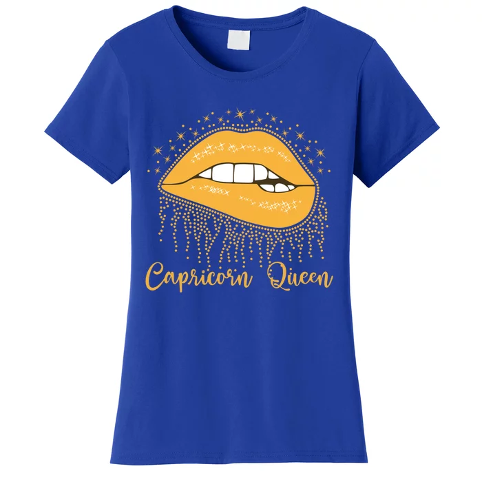 Trendy Lip Biting Capricorn Queen Lips Drip Graphic Design Gift Women's T-Shirt