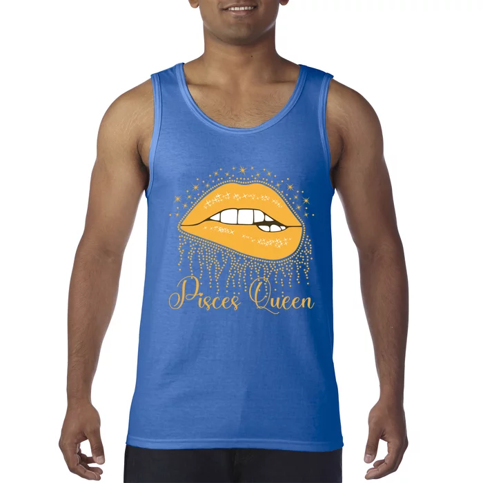 Trendy Lip Biting Pisces Queen Lips Drip Graphic Design Meaningful Gift Tank Top