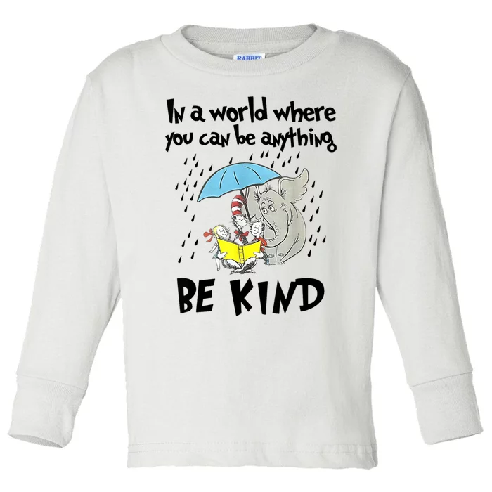 Teacher Life Be Kind Gift For Teacher Cat In Hat Toddler Long Sleeve Shirt