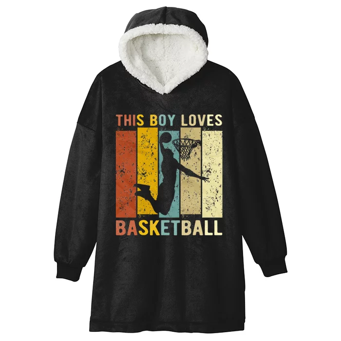 This  Loves Basketball Boys Basketball Hooded Wearable Blanket