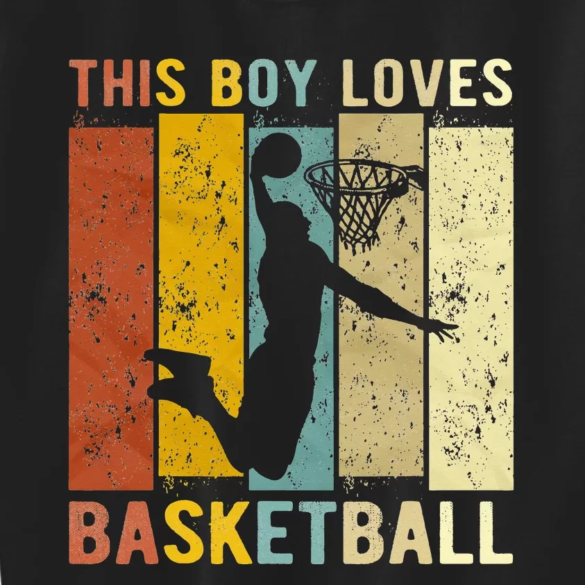 This  Loves Basketball Boys Basketball Kids Sweatshirt