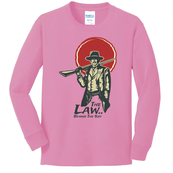 The Law Behind The Suit Retro Cowboy Kids Long Sleeve Shirt