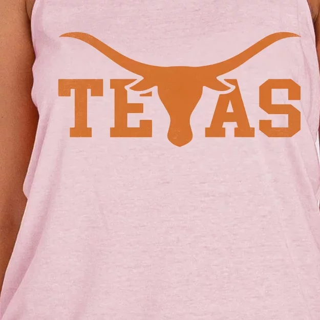 Texas Longhorn Bull Texas Cowboy Women's Knotted Racerback Tank