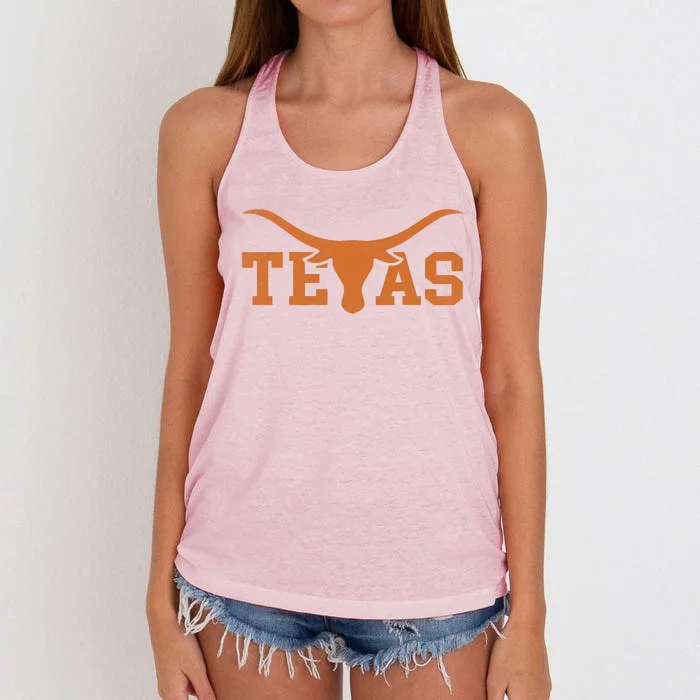 Texas Longhorn Bull Texas Cowboy Women's Knotted Racerback Tank