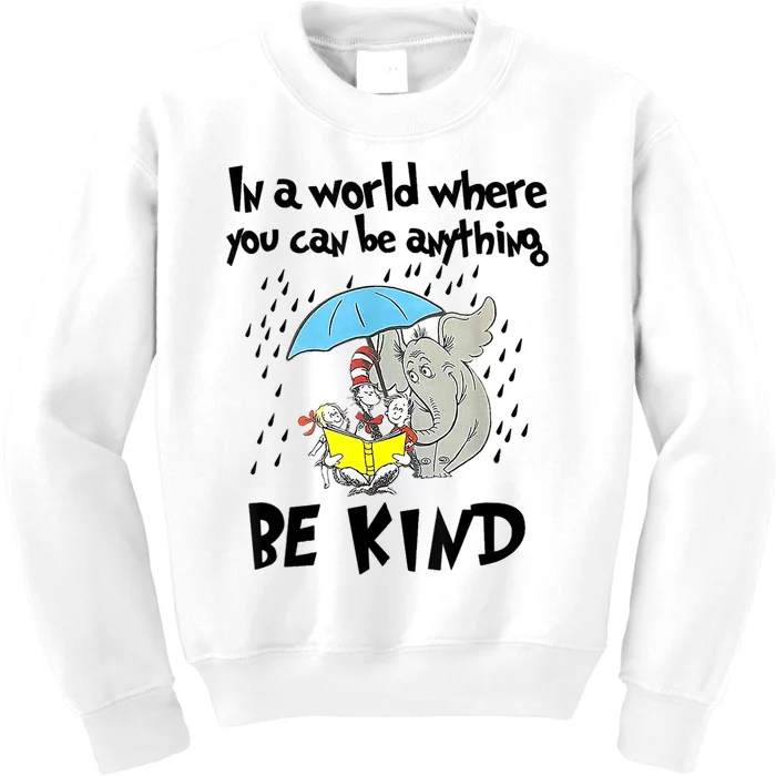 Teacher Life Be Kind For Teacher Cat In Hat Funny Elephant Kids Sweatshirt