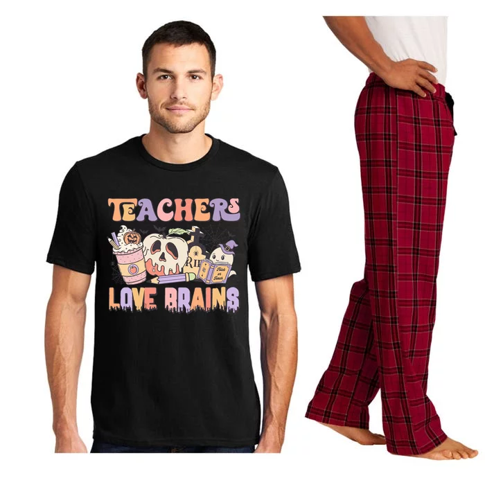 Teachers Love Brains Trick Or Teach Funny Halloween Retro Gift Pajama Set