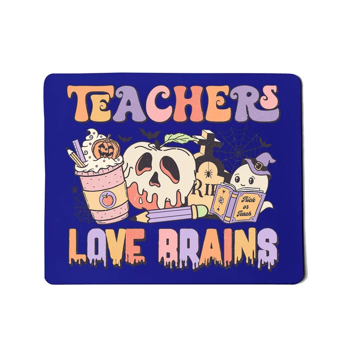 Teachers Love Brains Trick Or Teach Funny Halloween Retro Gift Mousepad