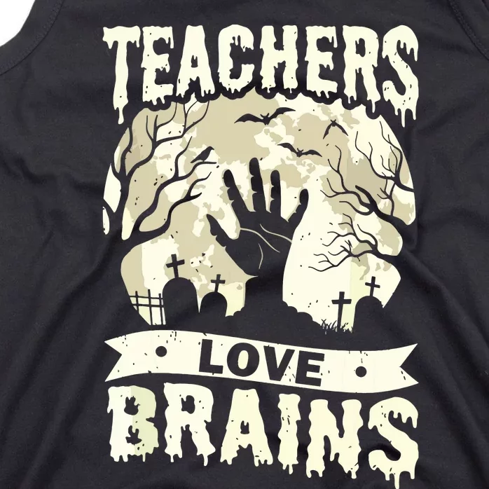 Teachers Love Brains Halloween Costume Boo Trick Teach Funny Tank Top