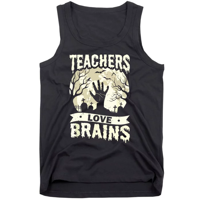 Teachers Love Brains Halloween Costume Boo Trick Teach Funny Tank Top