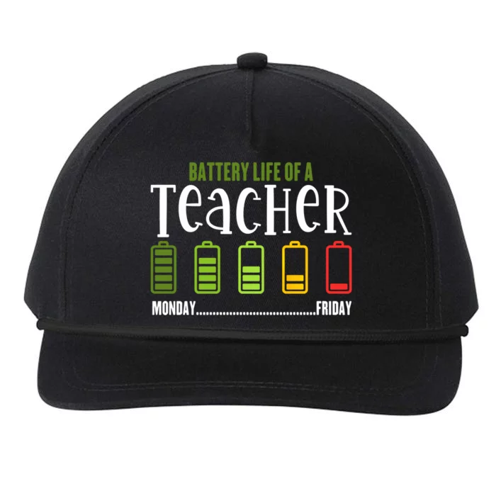 Teacher Low Battery Teacher Battery Life Of A Teacher Gift Snapback Five-Panel Rope Hat