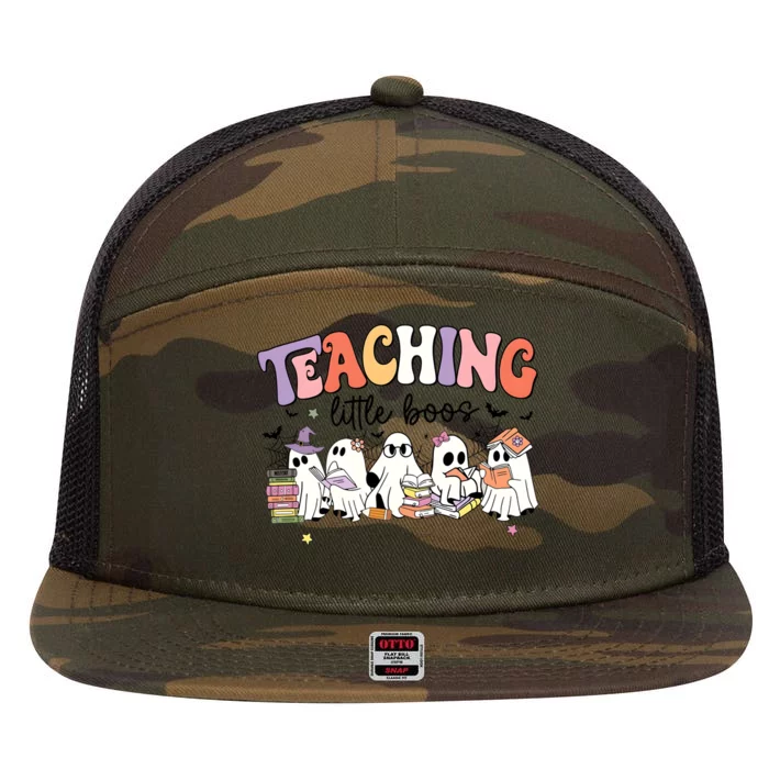 Teaching Little Boos Cute Ghost Ghoul Shool Halloween Matching 7 Panel Mesh Trucker Snapback Hat