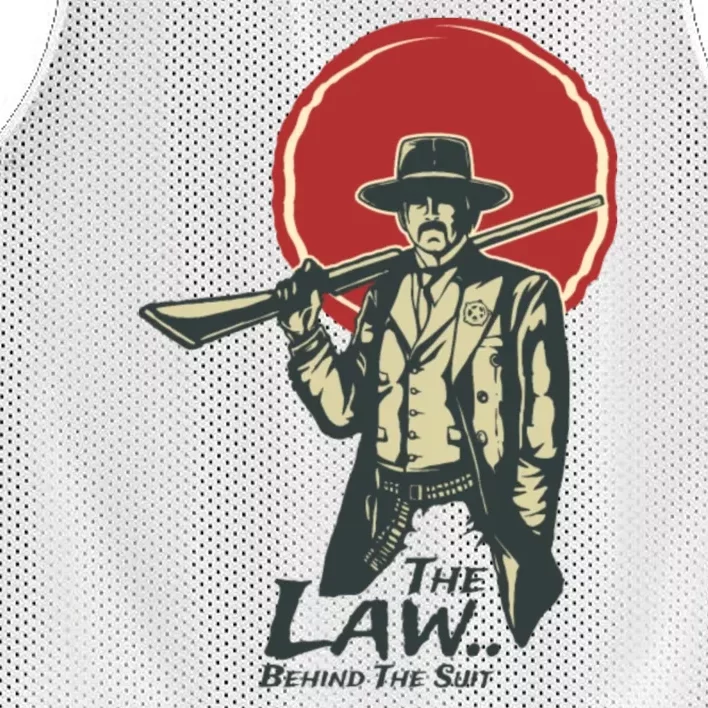 The Law Behind The Suit Retro Cowboy Funny Gift Mesh Reversible Basketball Jersey Tank