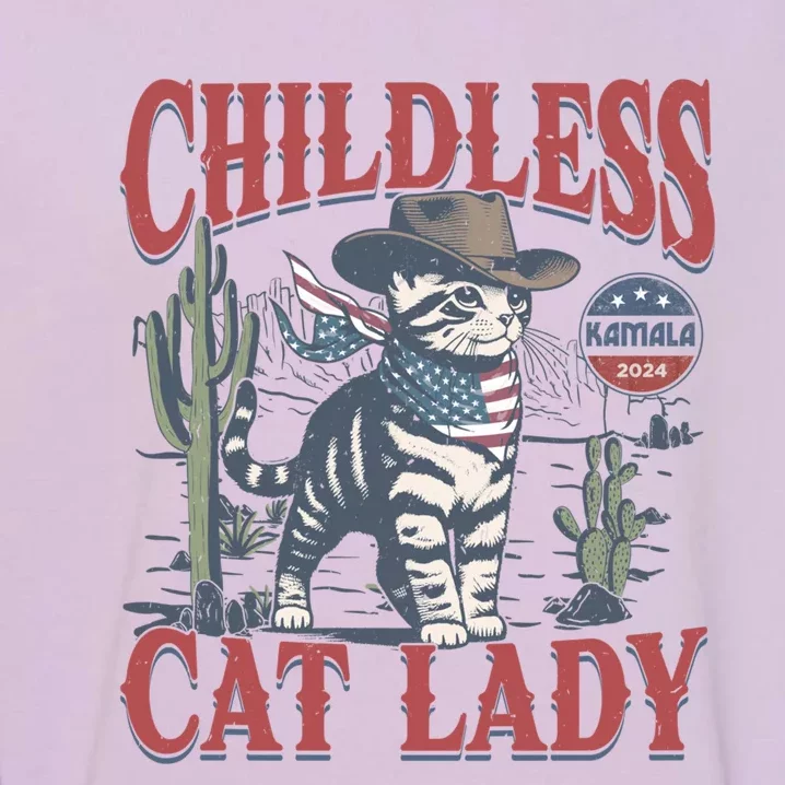 This Less Cat Lady Ladies Is Voting Kamala Election 24 Gift Garment-Dyed Sweatshirt