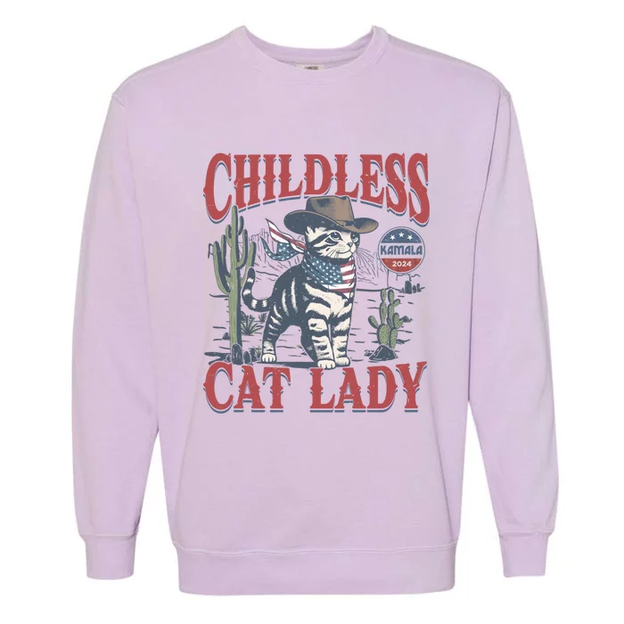 This Less Cat Lady Ladies Is Voting Kamala Election 24 Gift Garment-Dyed Sweatshirt