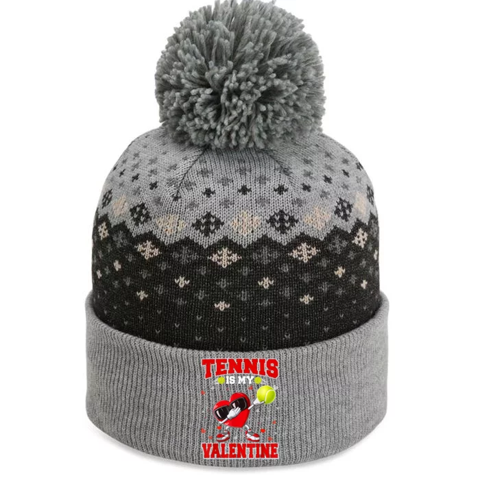 Tennis Lover Cute Heart Dabbing Valentines Day Cool Gift The Baniff Cuffed Pom Beanie