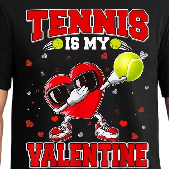 Tennis Lover Cute Heart Dabbing Valentines Day Cool Gift Pajama Set