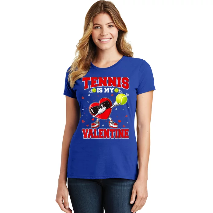 Tennis Lover Cute Heart Dabbing Valentines Day Cool Gift Women's T-Shirt