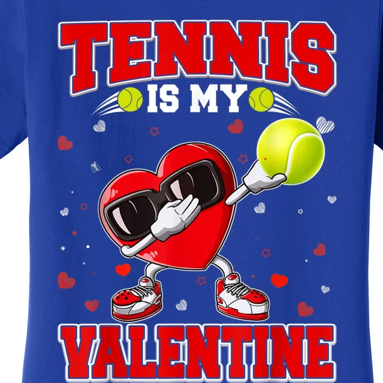 Tennis Lover Cute Heart Dabbing Valentines Day Cool Gift Women's T-Shirt