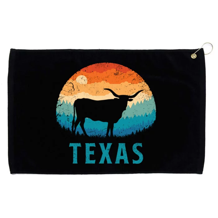 Texas Longhorn Cow Vintage Texan Cattle Herd Retro Lone Star Grommeted Golf Towel