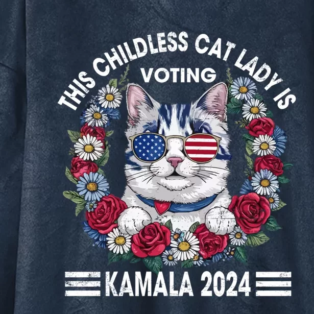 This Less Cat Lady Is Voting Kamala Harris 2024 Cats Gift Hooded Wearable Blanket