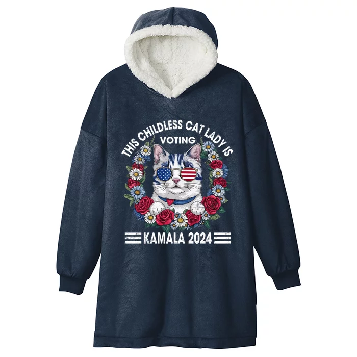 This Less Cat Lady Is Voting Kamala Harris 2024 Cats Gift Hooded Wearable Blanket