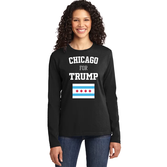 The Lioness Chicago For Trump Flag Ladies Long Sleeve Shirt