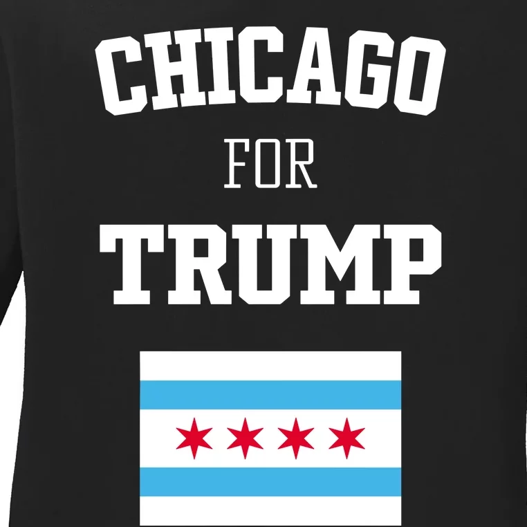 The Lioness Chicago For Trump Flag Ladies Long Sleeve Shirt