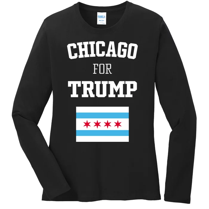 The Lioness Chicago For Trump Flag Ladies Long Sleeve Shirt