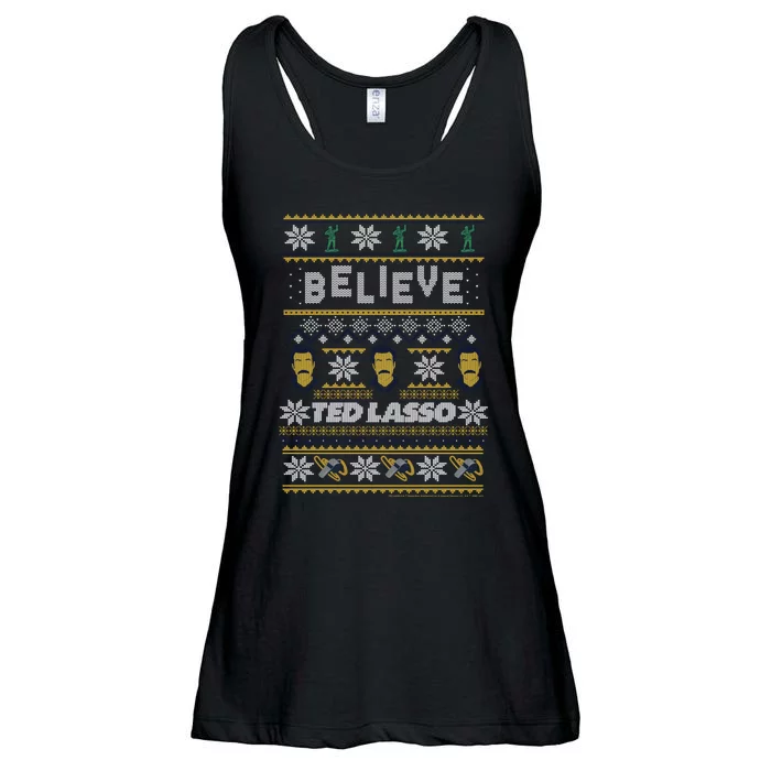 Ted Lasso Christmas Believe Ted Lasso Ugly Sweater Ladies Essential Flowy Tank